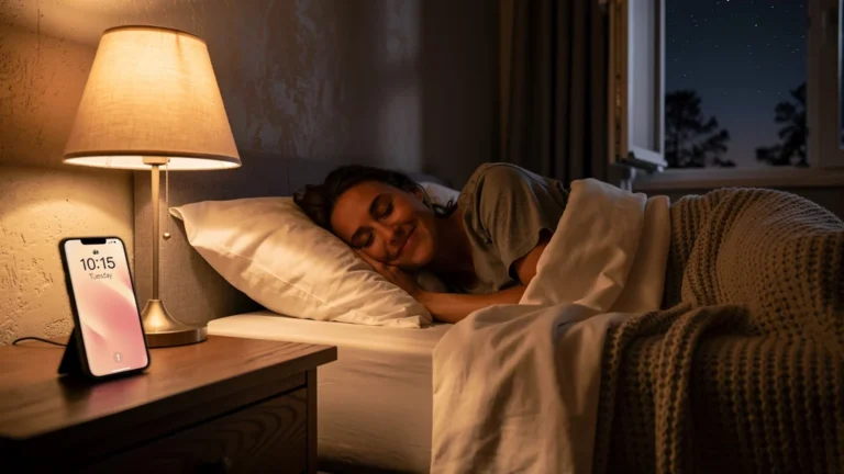 Changement positif du sommeil grâce à une séance fixe chaque mardi soir, ambiance paisible dans une chambre.